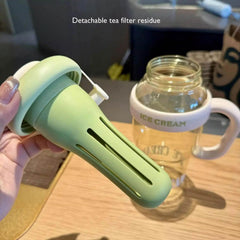 Insulated Ice Cream Water Bottle with Straw – 1300ml Large Capacity | Cute & Stylish Plastic Tumbler with Handle | Leak-Proof & Reusable Travel Cup for Kids & Adults (Multicolor)(Pack of 1)
