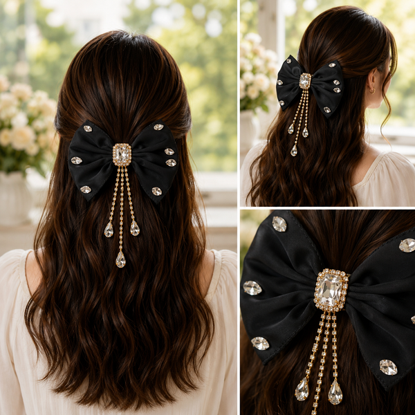 Korean Style Crystal Drop Hair Bow