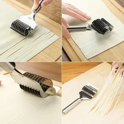 Stainless Steel Noodle Lattice Roller | Handheld Dough Cutter Kitchen Tools Baking Pastry Tool for Noodle Cutter Roller