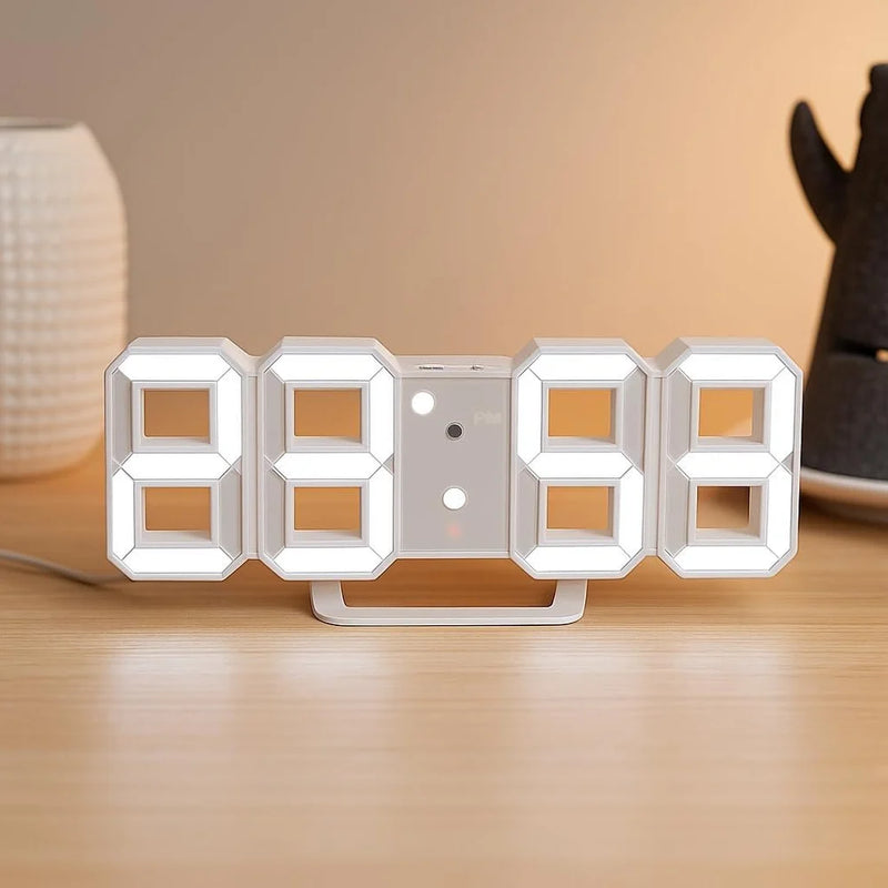 3D Led Digital Clock Alarm Clock Desk Wall Clocks with Control with Time/Date/Temperature Display and Timer, Digital Wall Clock for Bedroom Living Room Classroom Office and Hotel