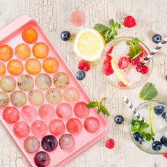 Plastic Reusable Flexible Round Ice Cube Trays, 33 Cavity Mini Round Ice Plastic Tray Molds for Whiskey & Cocktails, Keep Drinks Chilled Multicolor
