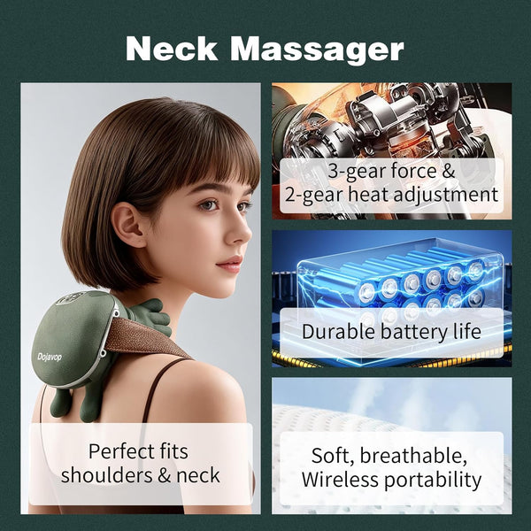 Neck Massager with Hands - Bionic Heated Deep Tissue Kneading Massager for Neck, Shoulder & Leg, 3-Speed Adjustment, USB-C Rechargeable,Best Gift for Lovers, Friends and Family