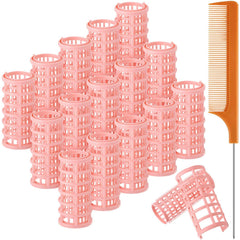 Hair Rollers Plastic Hair Rollers Hair Curlers with Steel Pintail Comb Parting Comb for Short Hair Long Hair Hairdressing Styling Hair Salon, Skin Color