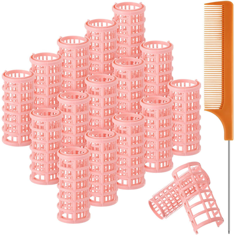 Hair Rollers Plastic Hair Rollers Hair Curlers with Steel Pintail Comb Parting Comb for Short Hair Long Hair Hairdressing Styling Hair Salon, Skin Color