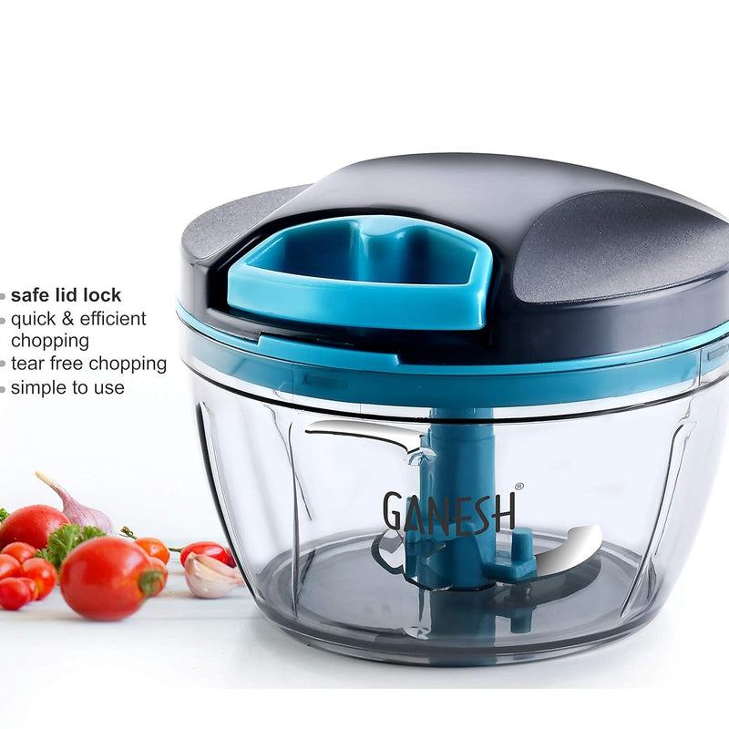 GANESH Wonder Kitchen Dori Handy Vegetable and Fruit Manual Onion Dry Fruit Salad Maker Vegetable Quick String Chopper Machine, Cutter – 3 Stainless Steel Blades (470 ml)