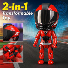 MotoGP Helmet Metal Mini Figure, Die-Cast Transforming Action Figure, Poseable Racing Character with Helmet- Red