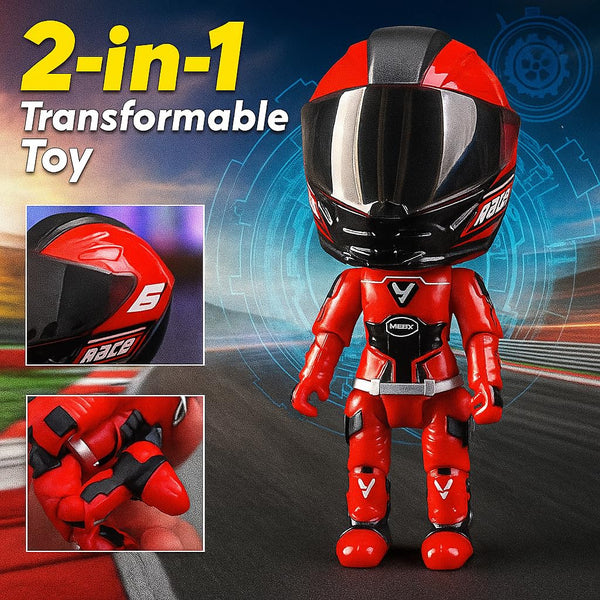 MotoGP Helmet Metal Mini Figure, Die-Cast Transforming Action Figure, Poseable Racing Character with Helmet- Red