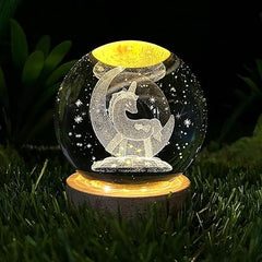 3d Galaxy Moon Unicorn Crystal Lamp Pliff 3D Solar System Crystal Ball Night Light, 6.1 cm Glass Globe, Wooden Base, LED Table Lamp (Unicorn) USB Powered 3D Unicorn Crystal Ball Lamp with Wooden Holder Stand (Pack of 1, Glass Body)