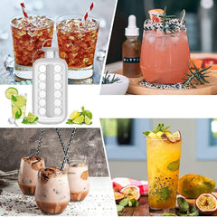 2-in-1 Foldable Ice Ball Maker Bottle – Creative Silicone Ice Mold Kettle Makes 12 Slow-Melt Ice Balls with Leak-Proof Lid & Easy-Release Strap for Whiskey, Cocktails, Coffee & Outdoor Travel