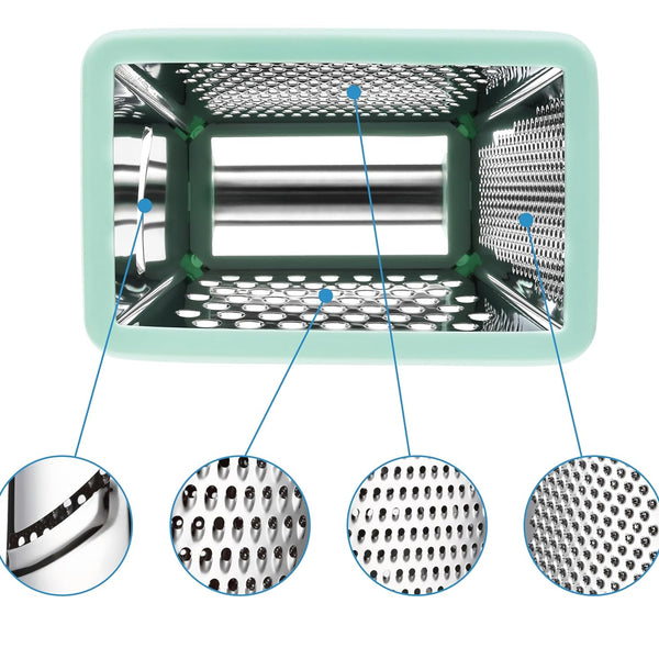 Mini Cheese Grater, Professional Box Grater, Stainless Steel with 4 Sides, Small Box Graters for Kitchen Slicer Cheese/Ginger/Vegetable