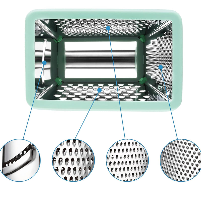Mini Cheese Grater, Professional Box Grater, Stainless Steel with 4 Sides, Small Box Graters for Kitchen Slicer Cheese/Ginger/Vegetable