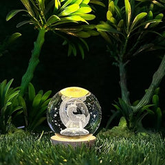 3d Galaxy Moon Unicorn Crystal Lamp Pliff 3D Solar System Crystal Ball Night Light, 6.1 cm Glass Globe, Wooden Base, LED Table Lamp (Unicorn) USB Powered 3D Unicorn Crystal Ball Lamp with Wooden Holder Stand (Pack of 1, Glass Body)
