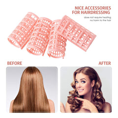 Hair Rollers Plastic Hair Rollers Hair Curlers with Steel Pintail Comb Parting Comb for Short Hair Long Hair Hairdressing Styling Hair Salon, Skin Color