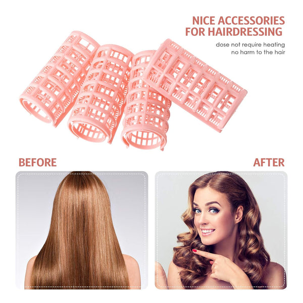 Hair Rollers Plastic Hair Rollers Hair Curlers with Steel Pintail Comb Parting Comb for Short Hair Long Hair Hairdressing Styling Hair Salon, Skin Color