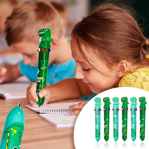 Ball Pen Set – Dinosaur Pens with Cute Topper Retractable Ball Pen 10 Colors
