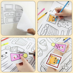 Childrens Drawing Roll Paper for Kids,Coloring Paper Roll Painting Color Filling Paper,Sticky Drawing Art Paper Crafts Coloring Books Easter Gift for Kids(Daily Necessities)