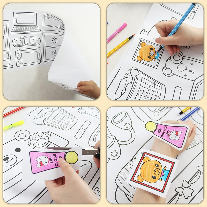 Childrens Drawing Roll Paper for Kids,Coloring Paper Roll Painting Color Filling Paper,Sticky Drawing Art Paper Crafts Coloring Books Easter Gift for Kids(Daily Necessities)