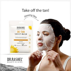 DR.RASHEL De-Tan Face Sheet Mask With Serum For Women and Men | All Skin Types | Soft and Healthy Skin | Deep Cleansing & Oil Control | Repairing & Nourishment | Soothing And Hydrating | Paraben Free | Pack Of 1