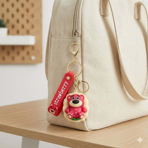 Strawberry Bear Silicone Keychains