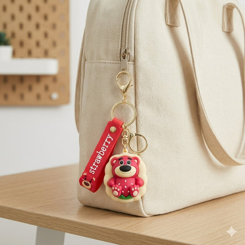 Strawberry Bear Silicone Keychains