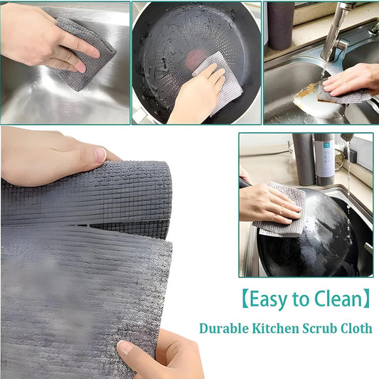 1Pc Durable Kitchen Scrub Cloth - Microfiber Cleaning Cloth Roll, Wear-Resistant Multipurpose Cleaning Cloths for Kitchen, Reusable & Disposable Dish Washing Cloth Towels (20×22cm)