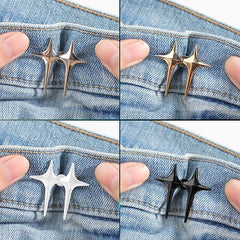 Tonity Jeans Button, Adjustable Button for Jeans, Detachable Decorative Waist Buckles Adjustable Waist Buckle for Loose Jeans Pants | Pearl Detachable Instant Jeans (2-Psc-White pin)