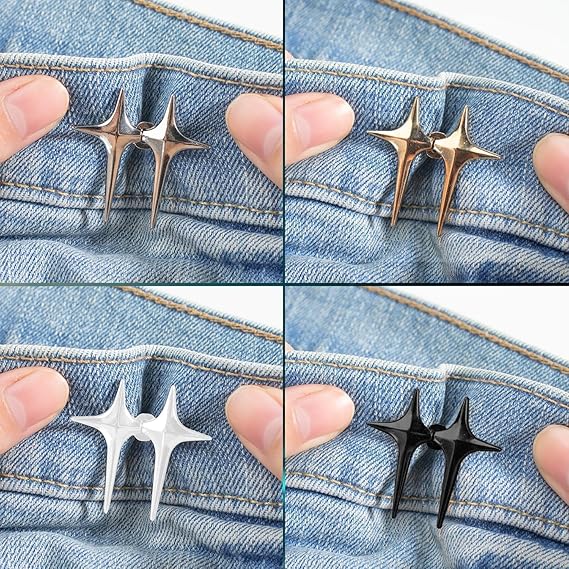 Tonity Jeans Button, Adjustable Button for Jeans, Detachable Decorative Waist Buckles Adjustable Waist Buckle for Loose Jeans Pants | Pearl Detachable Instant Jeans (2-Psc-White pin)