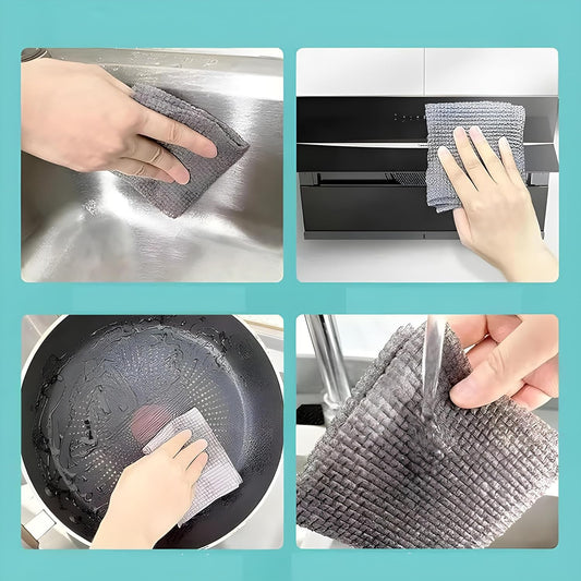 1Pc Durable Kitchen Scrub Cloth - Microfiber Cleaning Cloth Roll, Wear-Resistant Multipurpose Cleaning Cloths for Kitchen, Reusable & Disposable Dish Washing Cloth Towels (20×22cm)