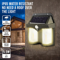 Solar Wall Light with Motion Sensor Outdoor | IP65 Waterproof Solar LED Light | Auto Day Off & Night On | 3 Lighting Modes | Decorative & Security Wall Lamp for Home, Patio, Yard,Fence & Stairs