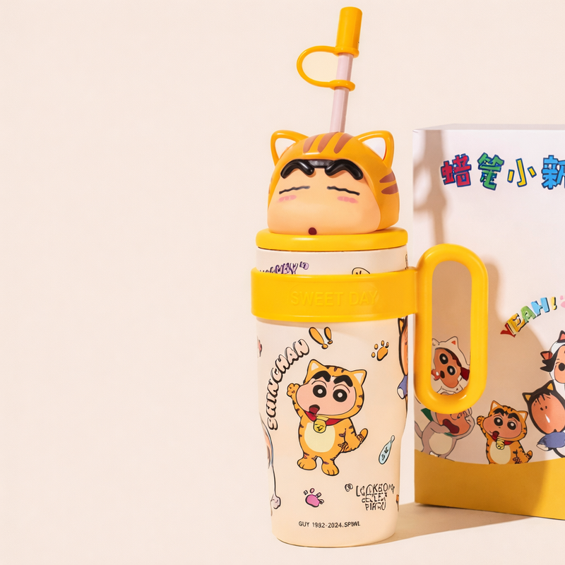 3D Shinchan Insulated Steel Tumbler With Straw Lid / Cutest Shipper