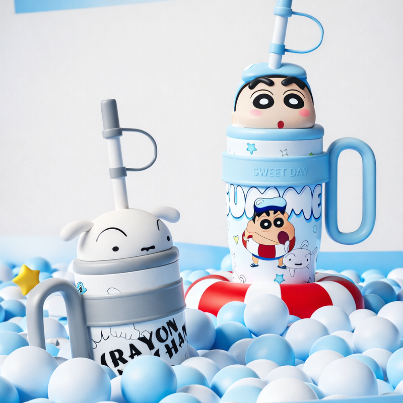 3D Shinchan Insulated Steel Tumbler With Straw Lid / Cutest Shipper