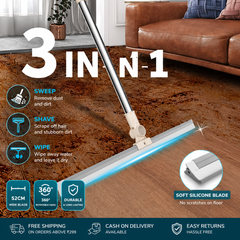 Heavy Duty Magic Broom Silicone Wiper With 180 Degree Rotating Head,Stainless Steel Extendable Handle Multipurpose Bathroom Silicon Wiper