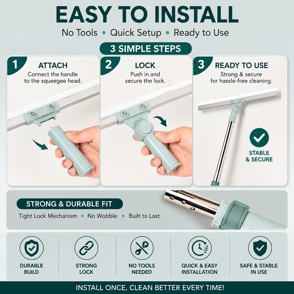 Heavy Duty Magic Broom Silicone Wiper With 180 Degree Rotating Head,Stainless Steel Extendable Handle Multipurpose Bathroom Silicon Wiper