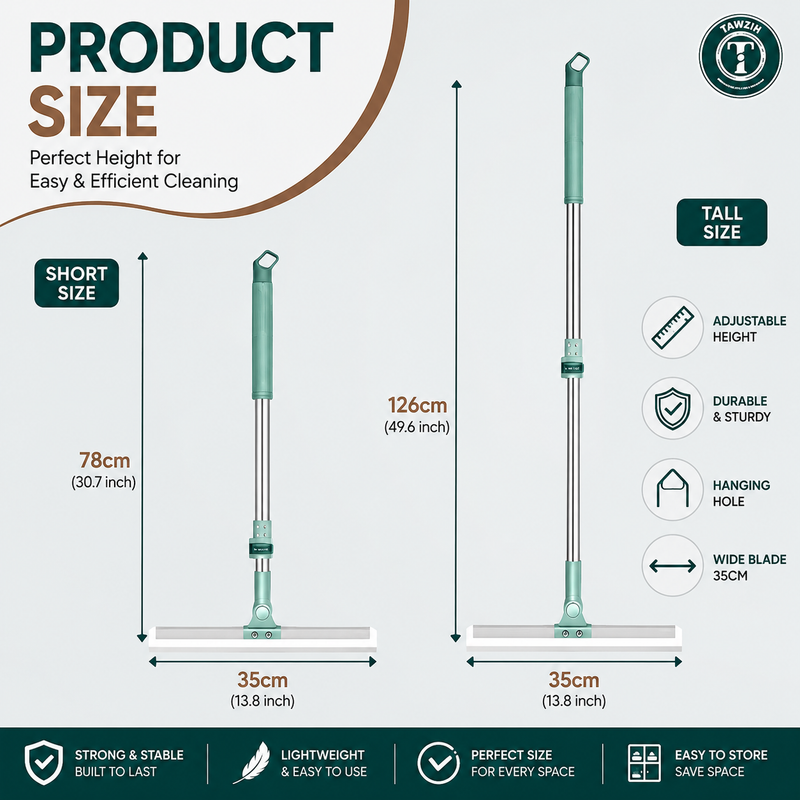 Heavy Duty Magic Broom Silicone Wiper With 180 Degree Rotating Head,Stainless Steel Extendable Handle Multipurpose Bathroom Silicon Wiper