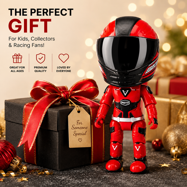 MotoGP Helmet Metal Mini Figure, Die-Cast Transforming Action Figure, Poseable Racing Character with Helmet- Red
