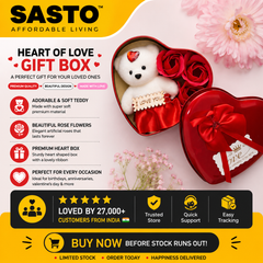 Heart Shape Love Gift Box with Teddy & Rose - Gift for Girlfriend, Boyfriend, Wife, Fiance, Husband - Birthday Anniversary Special Couples -Valentine Day Decoration Items