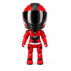 MotoGP Helmet Metal Mini Figure, Die-Cast Transforming Action Figure, Poseable Racing Character with Helmet- Red