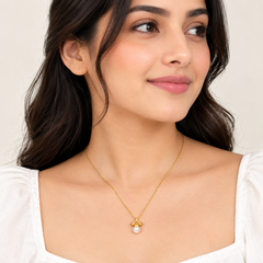 Pearl Bow Pendant Necklace