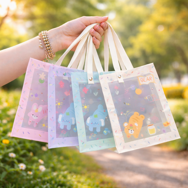 Transparent Gift Bags - Clear Plastic Gift Wrap Bag Reusable