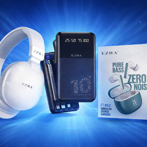 Ezra Cmbo Earbuds+Headphone+PowerBank 1000mh