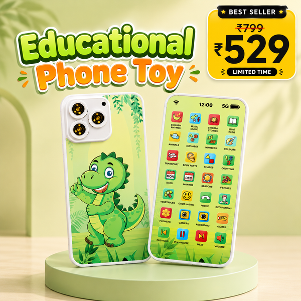 Educational Phone Toy for 2-12 Years Kids Rechargeable 24 Modes Talking Baby Smart Phone Mobile Toy for Boys Girls Christmas Gift Birthday Surprise (Hindi & English Version)