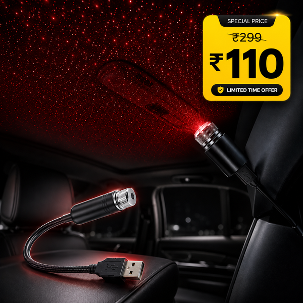 USB Car Roof Star LED Lights, Flexible Romantic Galaxy Night Lamp Fit All Cars Ceiling Decoration Light Interior Ambient Atmosphere -No Need to Install (Red)