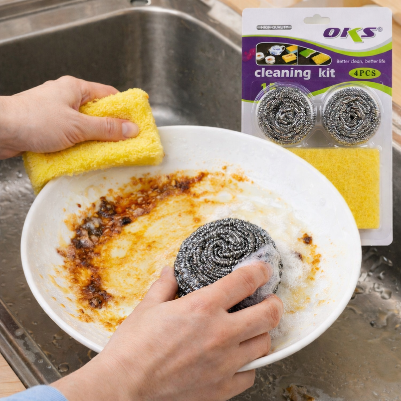 Multi-Purpose Cleaning Kit for Kitchen Items (Multi Colors)