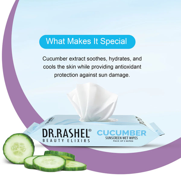 Dr Rashel Sunscreen Wipes - Cucumber