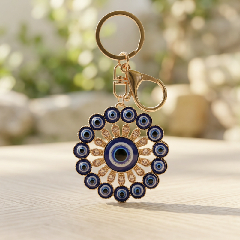 Flower Evil Eye Keychain