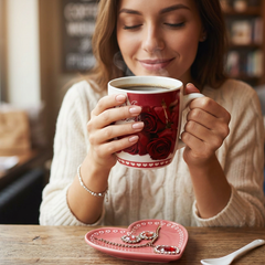 Ceramic Coffee with Plate and Spoon for Gift Pack Ceramic Coffee Mug (400 ml)