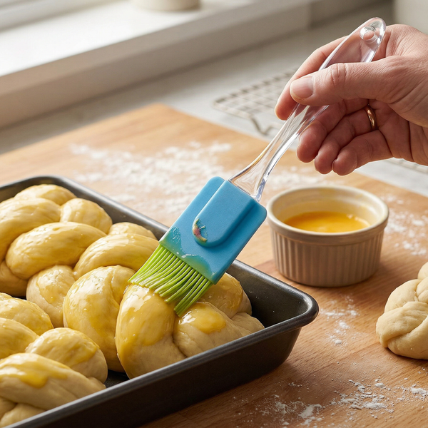 Silicone spatula and pastry brush