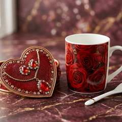 Ceramic Coffee with Plate and Spoon for Gift Pack Ceramic Coffee Mug (400 ml)
