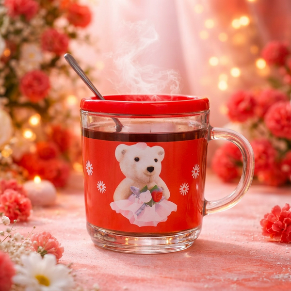 Red coffe mug for gifting Glass Coffee Mug (250 ml)