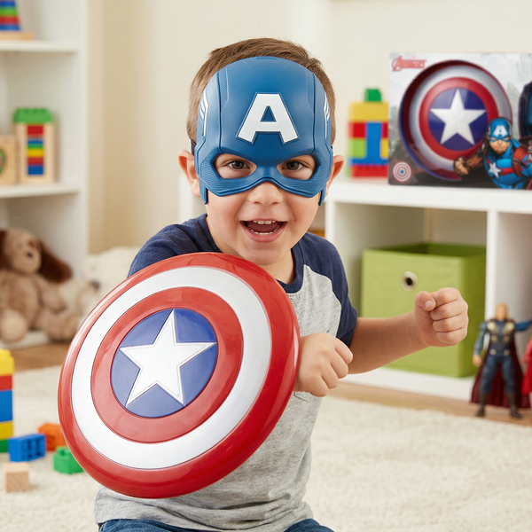 Marvel Avengers Captain America Role-Play Set (Captain America Mask and Magnetic Shield Toy for Role Play)